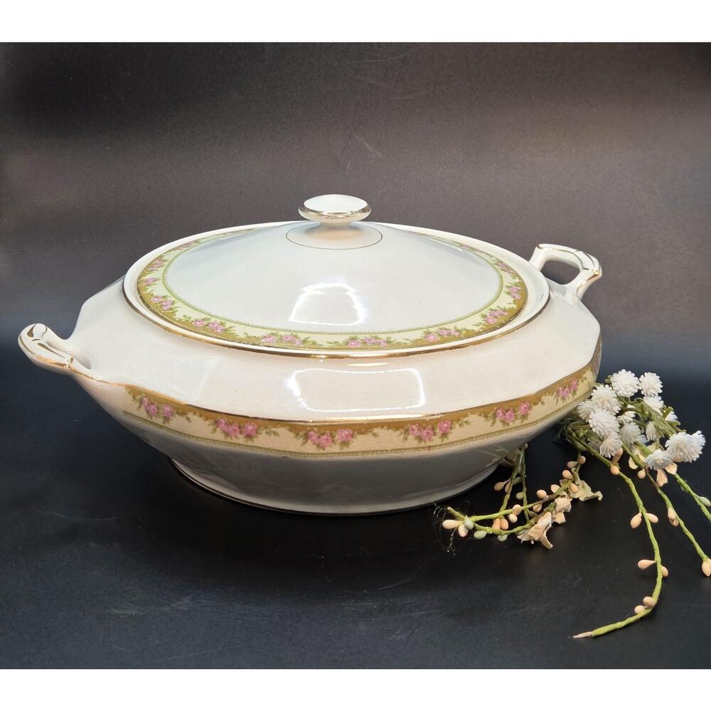 Antique Edwin Knowles China Covered Casserole Dish 1900s Excellent Condition